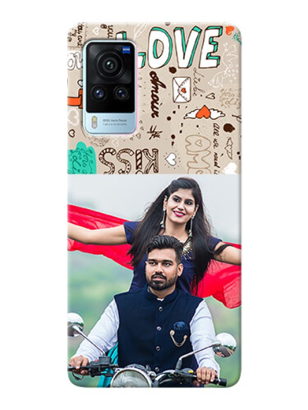 Custom Vivo X60 Pro 5G Personalised mobile covers: Love Doodle Pattern 