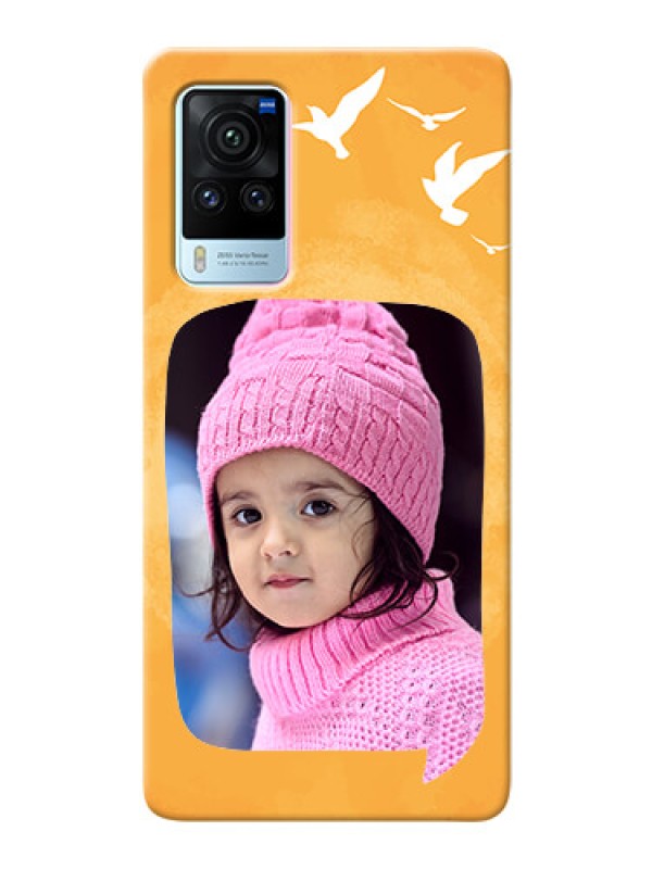 Custom Vivo X60 Pro 5G Phone Covers: Water Color Design with Bird Icons