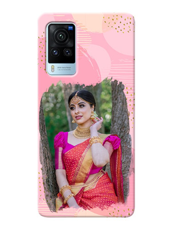 Custom Vivo X60 Pro 5G Phone Covers for Girls: Gold Glitter Splash Design