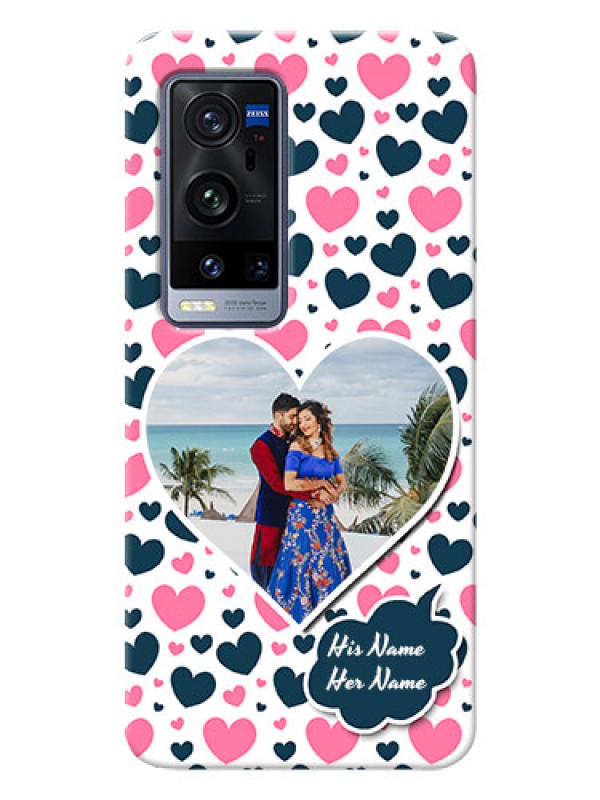 Custom Vivo X60 Pro Plus 5G Mobile Covers Online: Pink & Blue Heart Design