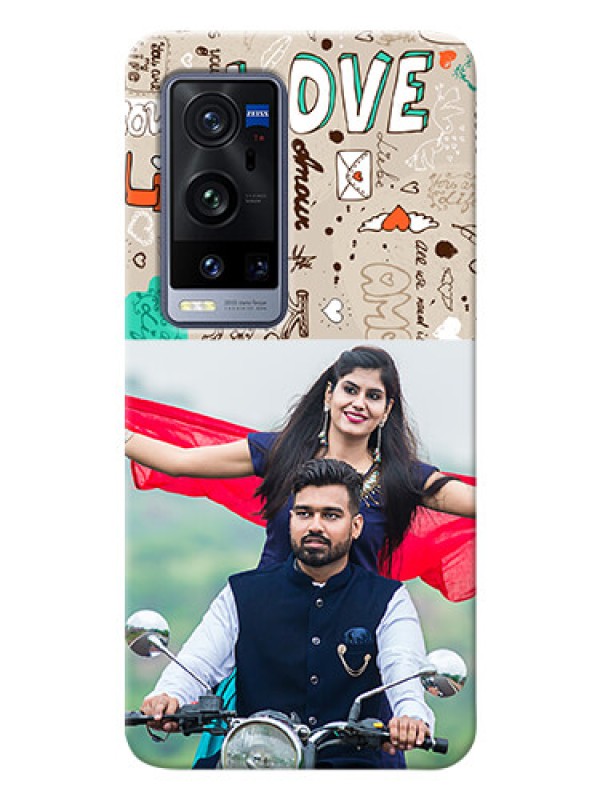 Custom Vivo X60 Pro Plus 5G Personalised mobile covers: Love Doodle Pattern 