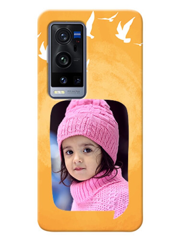 Custom Vivo X60 Pro Plus 5G Phone Covers: Water Color Design with Bird Icons