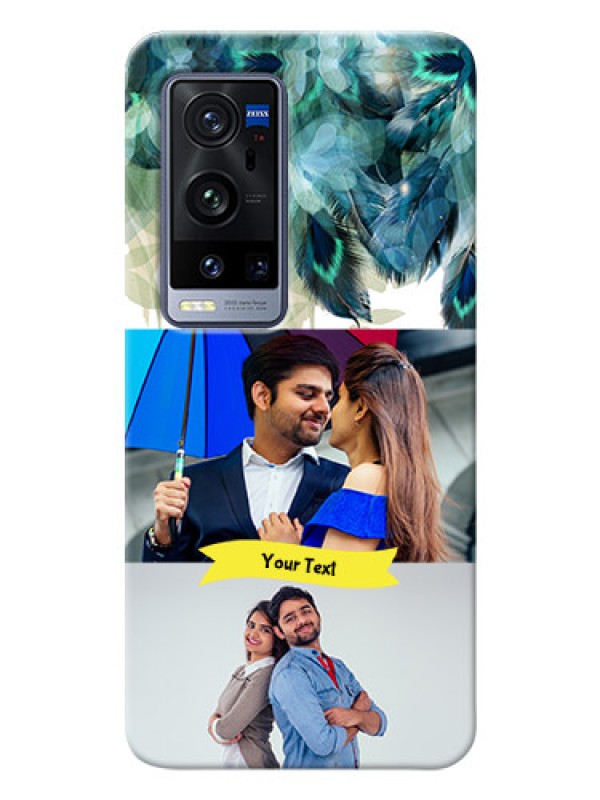 Custom Vivo X60 Pro Plus 5G Phone Cases: Image with Boho Peacock Feather Design