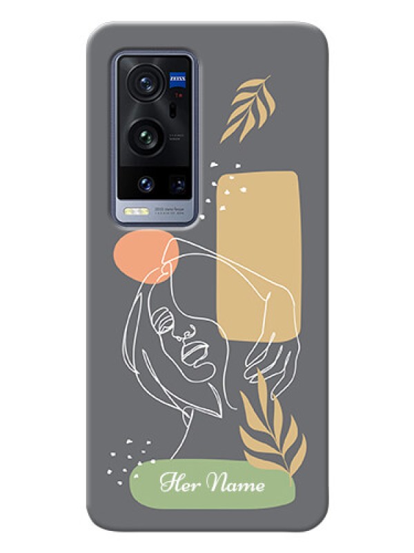 Custom Vivo X60 Pro Plus 5G Phone Back Covers: Gazing Woman line art Design