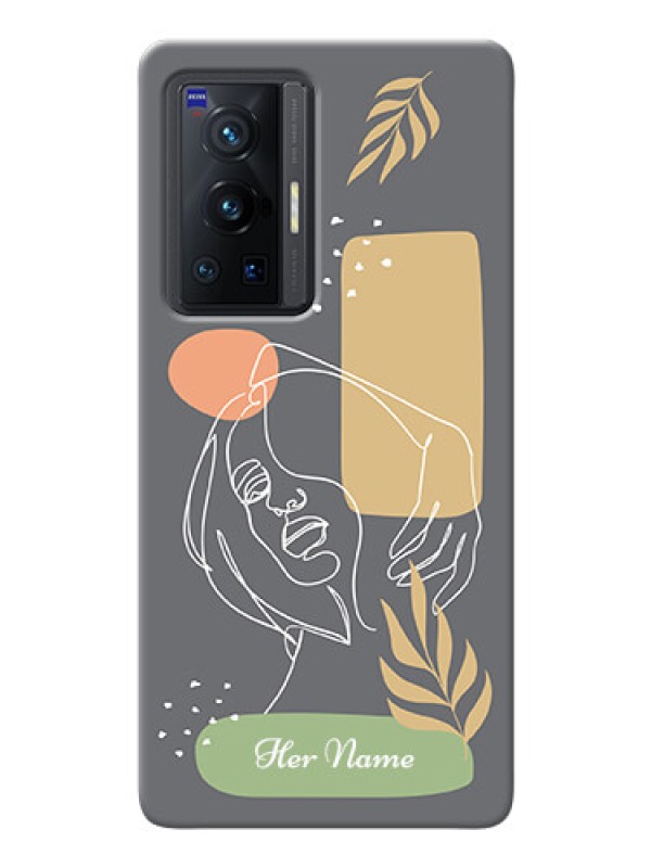 Custom Vivo X70 Pro 5G Phone Back Covers: Gazing Woman line art Design