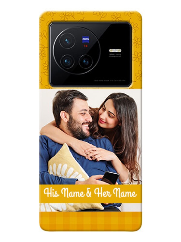 Custom Vivo X80 5G mobile phone covers: Yellow Floral Design