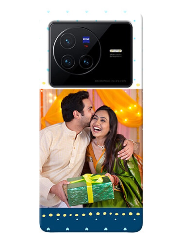 Custom Vivo X80 5G Phone Covers: White and Blue Abstract Design