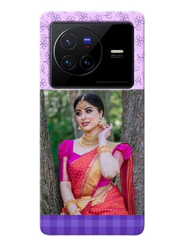 Custom Vivo X80 5G Mobile Cases: Purple Floral Design