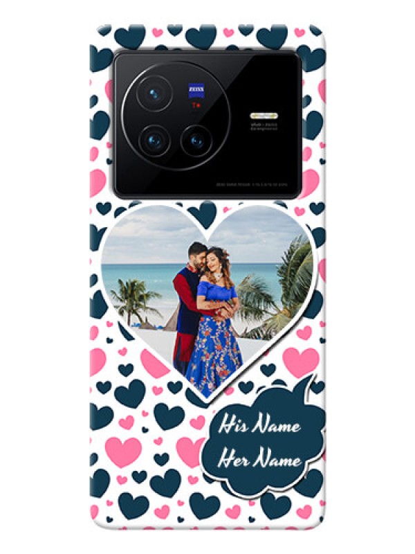 Custom Vivo X80 5G Mobile Covers Online: Pink & Blue Heart Design