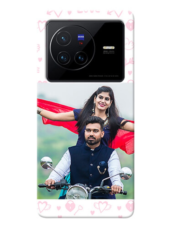 Custom Vivo X80 5G personalized phone covers: Pink Flying Heart Design