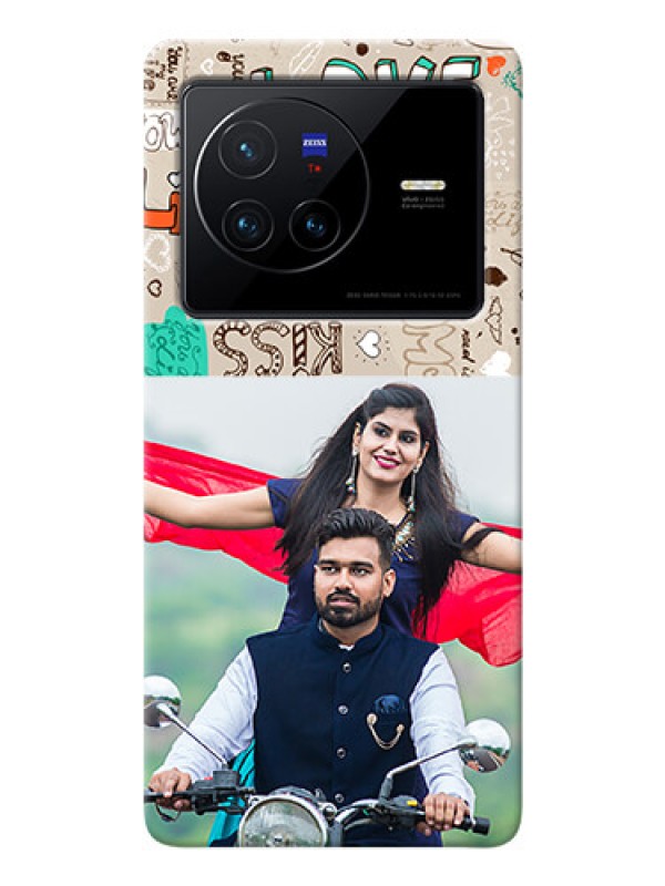 Custom Vivo X80 5G Personalised mobile covers: Love Doodle Pattern 