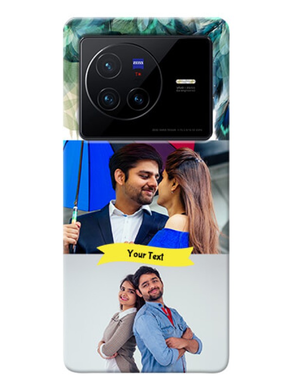 Custom Vivo X80 5G Phone Cases: Image with Boho Peacock Feather Design