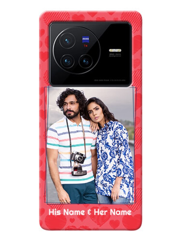 Custom Vivo X80 5G Mobile Back Covers: with Red Heart Symbols Design
