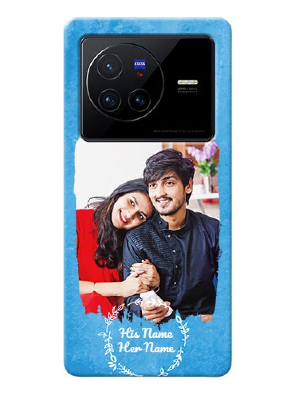 Custom Vivo X80 5G custom mobile cases: Blue Color Vintage Design