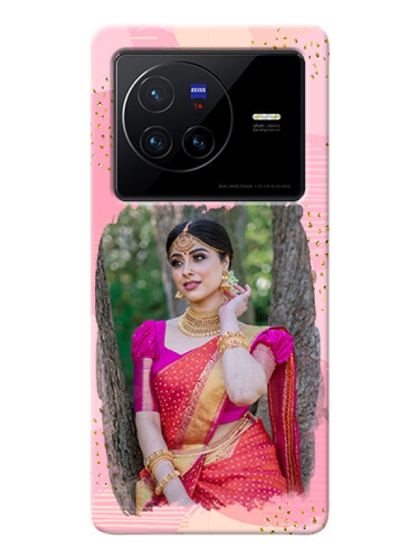 Custom Vivo X80 5G Phone Covers for Girls: Gold Glitter Splash Design