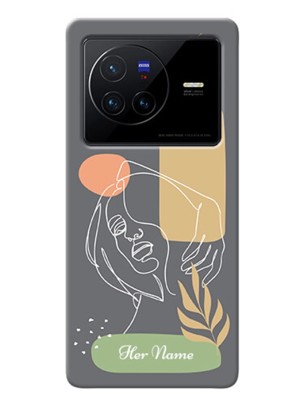 Custom Vivo X80 5G Phone Back Covers: Gazing Woman line art Design