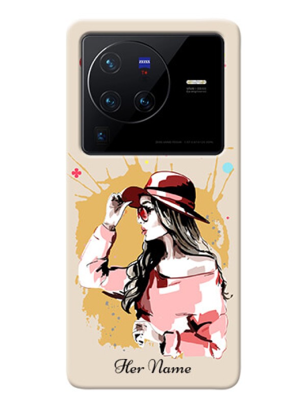 Custom Vivo X80 Pro 5G Back Covers: Women with pink hat Design