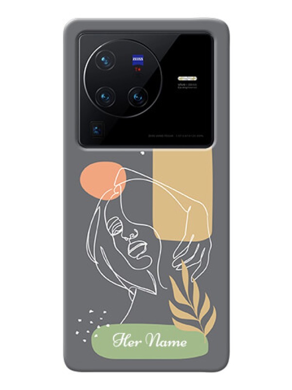 Custom Vivo X80 Pro 5G Phone Back Covers: Gazing Woman line art Design