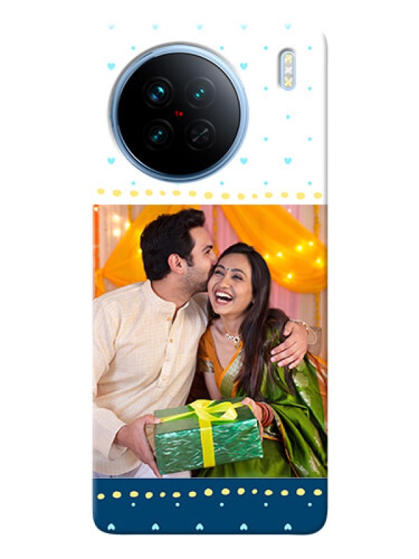 Custom Vivo X90 5G Phone Covers: White and Blue Abstract Design