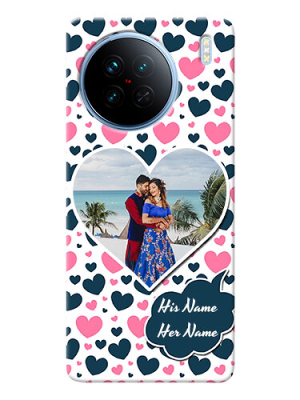 Custom Vivo X90 5G Mobile Covers Online: Pink & Blue Heart Design