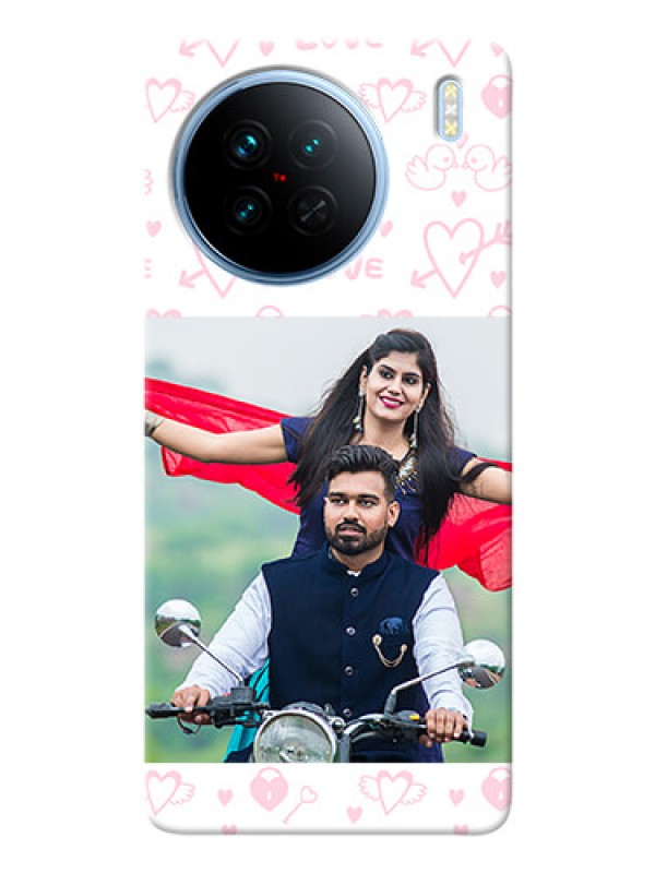 Custom Vivo X90 5G personalized phone covers: Pink Flying Heart Design