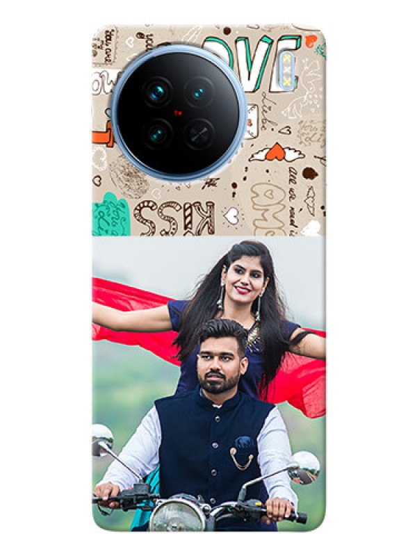 Custom Vivo X90 5G Personalised mobile covers: Love Doodle Pattern 