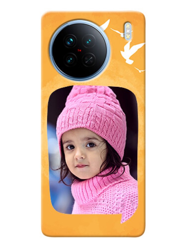 Custom Vivo X90 5G Phone Covers: Water Color Design with Bird Icons