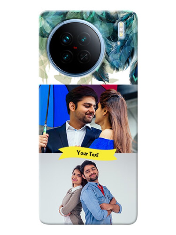 Custom Vivo X90 5G Phone Cases: Image with Boho Peacock Feather Design