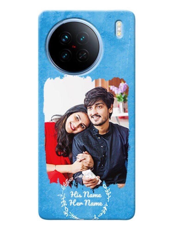 Custom Vivo X90 5G custom mobile cases: Blue Color Vintage Design
