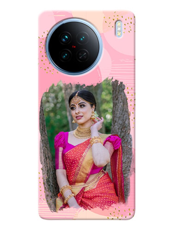 Custom Vivo X90 5G Phone Covers for Girls: Gold Glitter Splash Design