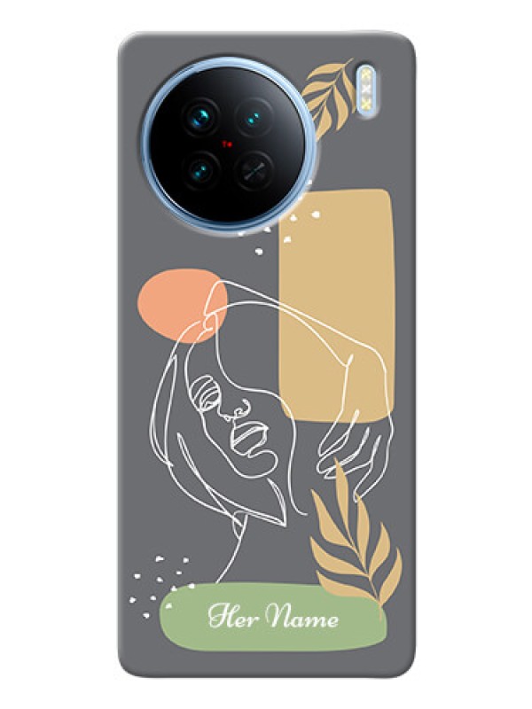 Custom Vivo X90 5G Phone Back Covers: Gazing Woman line art Design
