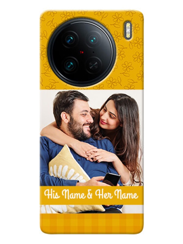 Custom Vivo X90 Pro 5G mobile phone covers: Yellow Floral Design