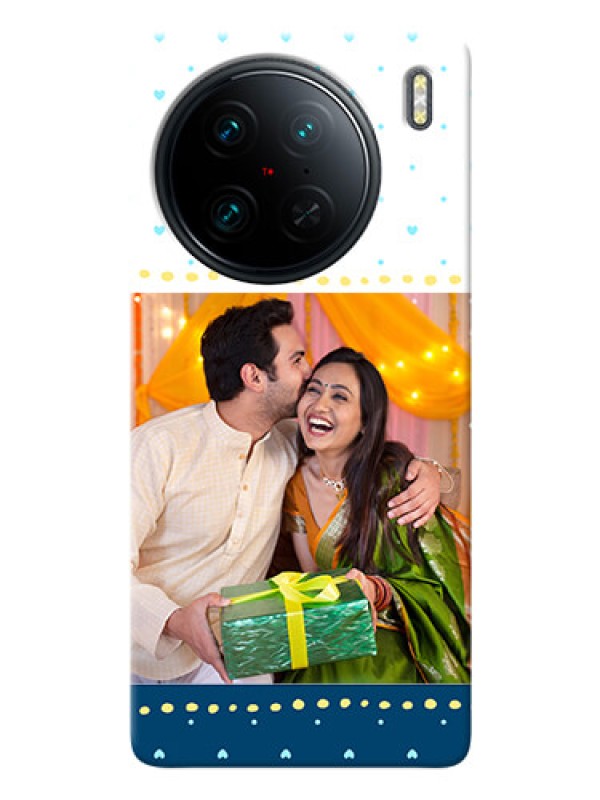 Custom Vivo X90 Pro 5G Phone Covers: White and Blue Abstract Design