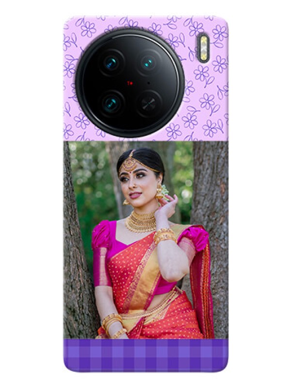 Custom Vivo X90 Pro 5G Mobile Cases: Purple Floral Design