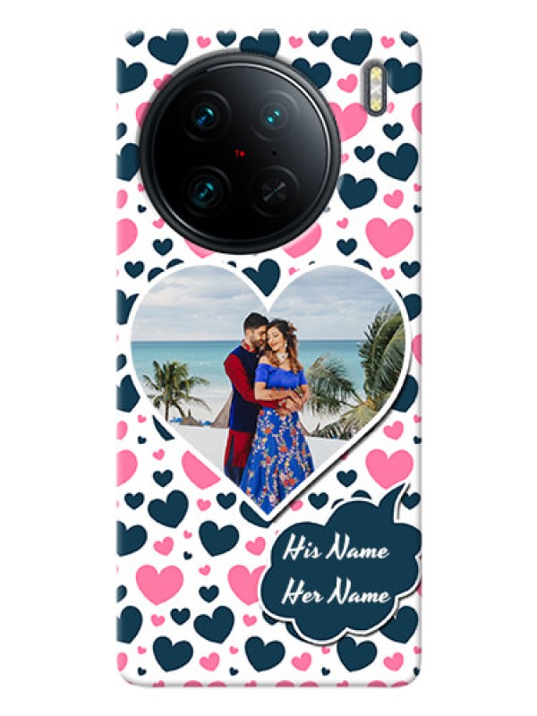 Custom Vivo X90 Pro 5G Mobile Covers Online: Pink & Blue Heart Design