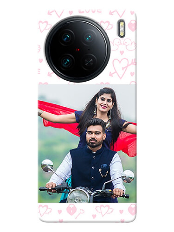 Custom Vivo X90 Pro 5G personalized phone covers: Pink Flying Heart Design