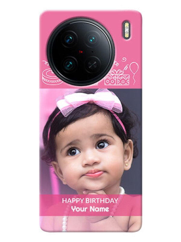Custom Vivo X90 Pro 5G Custom Mobile Cover with Birthday Line Art Design
