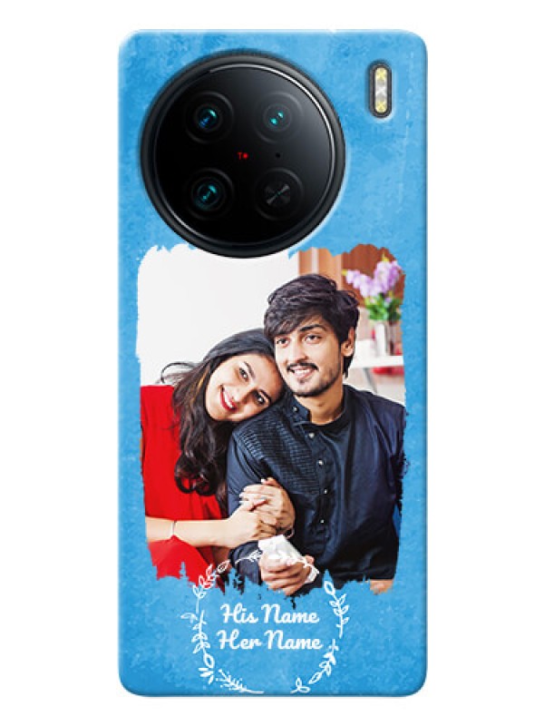 Custom Vivo X90 Pro 5G custom mobile cases: Blue Color Vintage Design