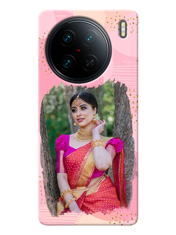 Custom Vivo X90 Pro 5G Phone Covers for Girls: Gold Glitter Splash Design