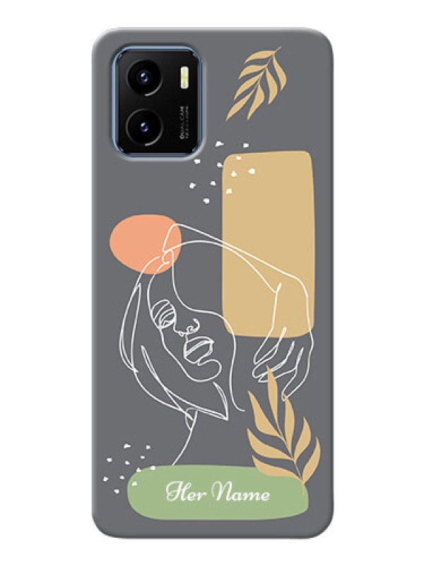 Custom Vivo Y01 Phone Back Covers: Gazing Woman line art Design