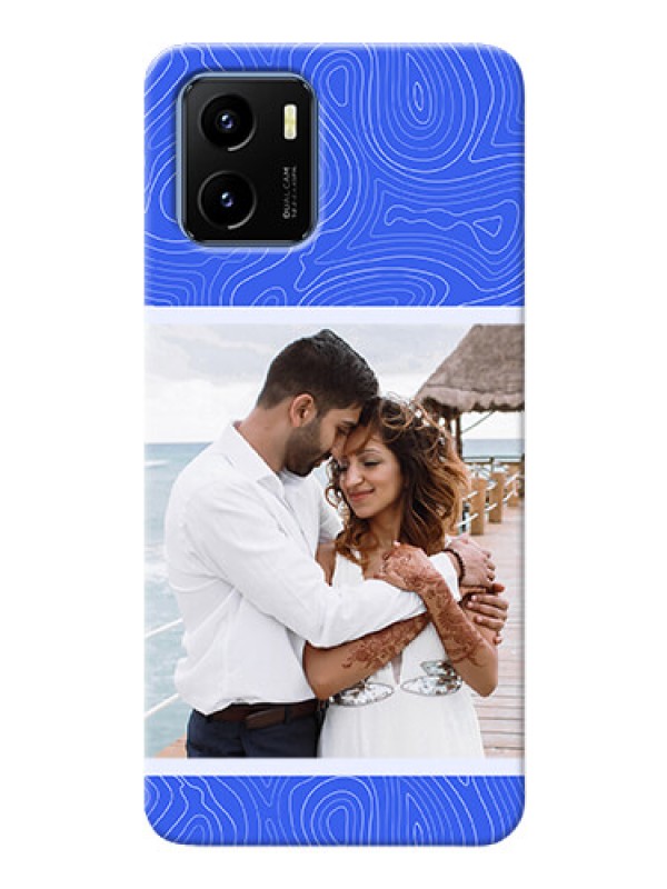 Custom Vivo Y01 Mobile Back Covers: Curved line art with blue and white Design
