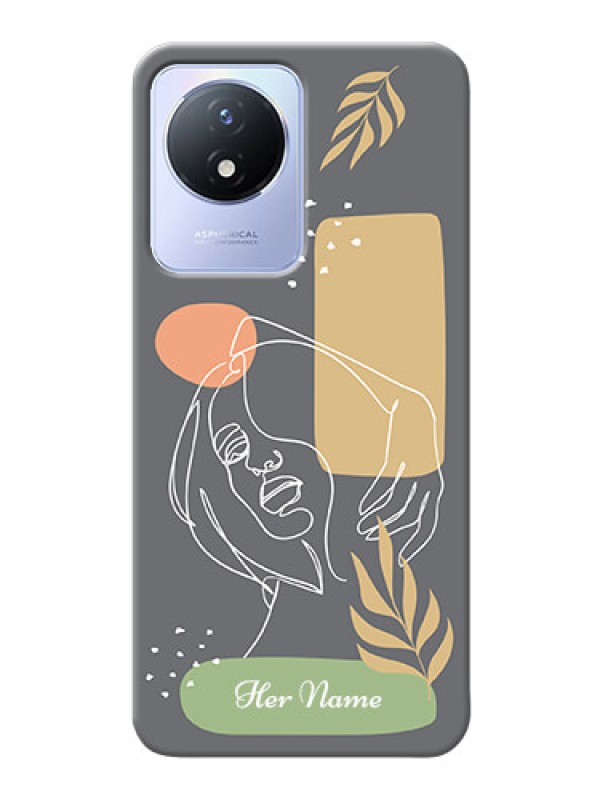 Custom Vivo Y02 Phone Back Covers: Gazing Woman line art Design