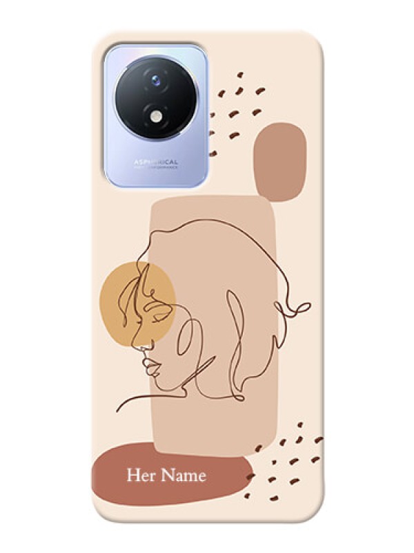 Custom Vivo Y02 Custom Phone Covers: Calm Woman line art Design