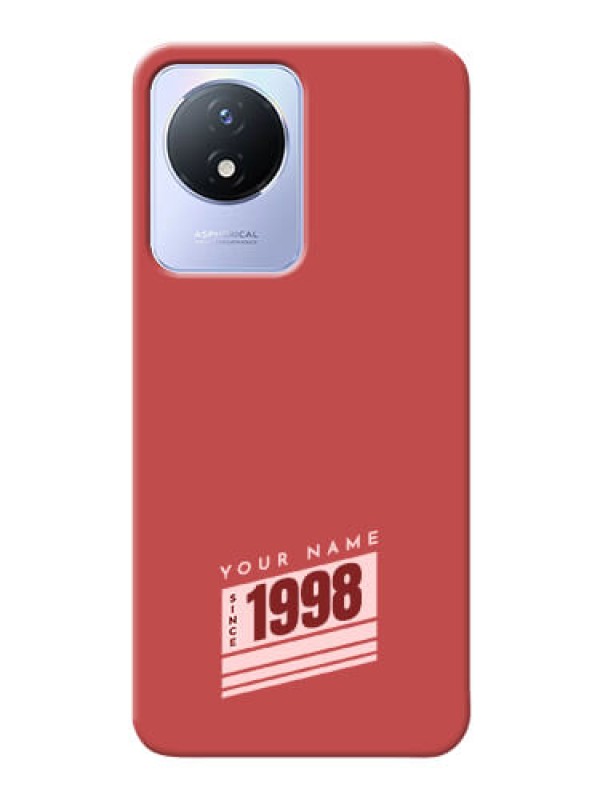 Custom Vivo Y02 Phone Back Covers: Red custom year of birth Design