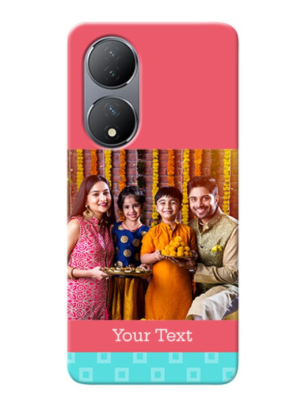 Custom Vivo Y100 Mobile Back Covers: Peach & Blue Color Design