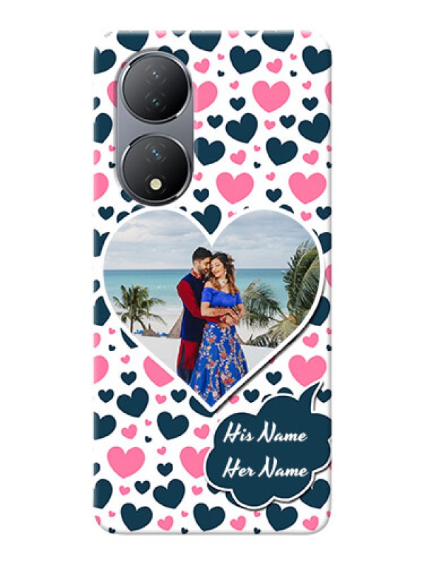 Custom Vivo Y100 Mobile Covers Online: Pink & Blue Heart Design