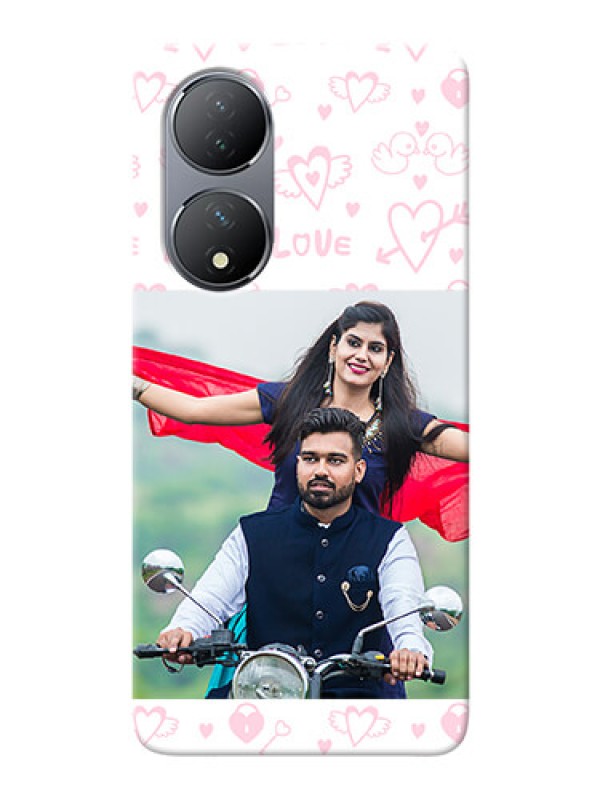 Custom Vivo Y100 personalized phone covers: Pink Flying Heart Design