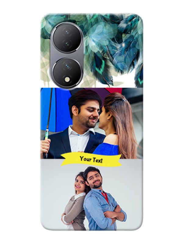 Custom Vivo Y100 Phone Cases: Image with Boho Peacock Feather Design