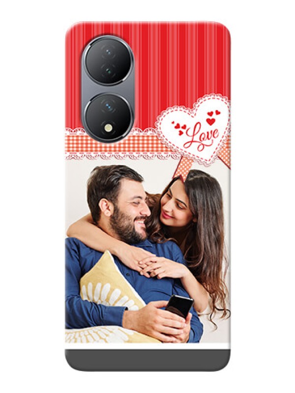 Custom Vivo Y100A phone cases online: Red Love Pattern Design