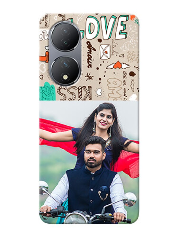 Custom Vivo Y100A Personalised mobile covers: Love Doodle Pattern 
